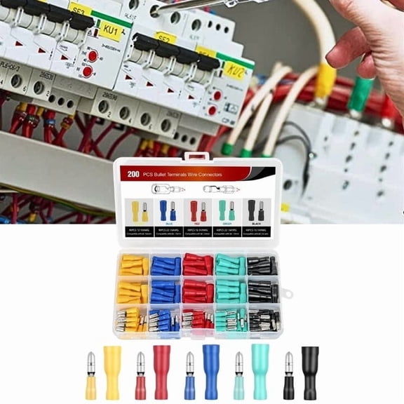 Nilight 200PCS Bullet Terminals Wire Connectors AWG 22-14 Female & Male Butt Insulated Waterproof Electrical Connector Kit for Automotive Marine Electrical Wiring