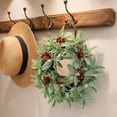 thumbnail image 3 of Gumesh Artificial Christmas Wreath for Front Door - 10 Inch Winter Wreaths with Red Berries Faux Greenery for Wall Window Porch Farmhouse Home Holiday Indoor Outdoor Decor, 3 of 5
