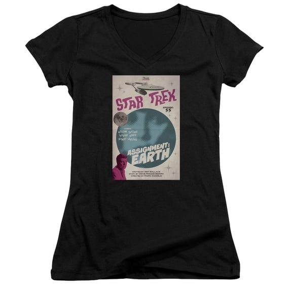 Star Trek Tos Episode 55 Junior Women's V-Neck T-Shirt Black