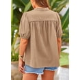 thumbnail image 6 of PRETTYGARDEN Women's Summer Button Down Shirts Short Lantern Sleeve V Neck Cotton Cute Dressy Casual Ladies Tops Blouses, 6 of 6