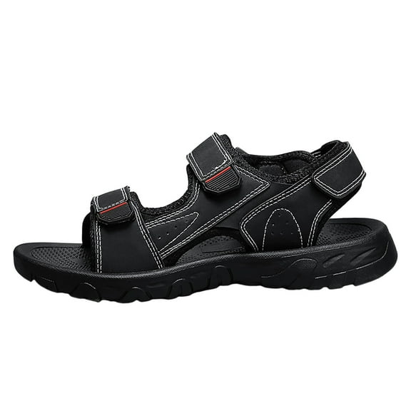 PEASKJP New Outdoor Water Slippers for Dad's Casual Sports Beach Shoes Men Leather Sandals New (Black, 8)