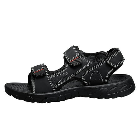 

PEASKJP New Outdoor Water Slippers for Dad s Casual Sports Beach Shoes Men Leather Sandals New (Black 8.5)