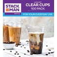 thumbnail image 3 of Stack Man [100 Pack - 24 oz.] Clear Disposable Plastic Cups PET Crystal Clear Disposable 24oz Plastic Cups, 3 of 5
