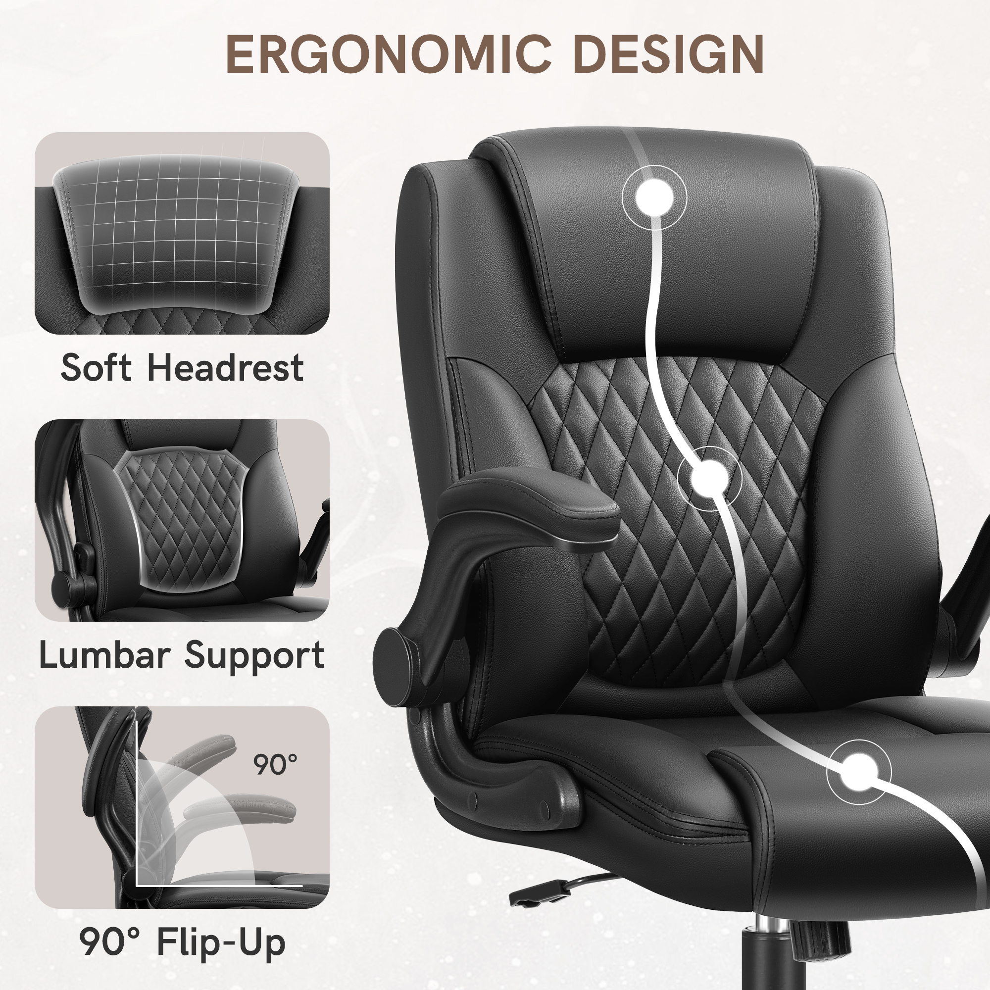 Coolhut Big and Tall Office Chair, 400 lb Capacity, Black photo 5