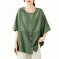 thumbnail image 2 of Sevevn Women's Fashionable Retro Embroidered Round Neck Five Quarter Sleeved Short Sleeved Blouse End of Year Clearance Green XXL, 2 of 3