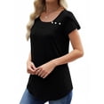 thumbnail image 4 of UVN Womens Summer Blouses Short Petal Sleeve Square Neck Ladies Button Shirts Dressy Casual Tunic Tops, 4 of 9