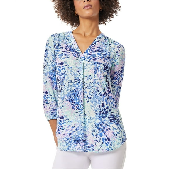 Jones New York Womens Solid Peasant Blouse, Multicoloured, Petite, P/PS