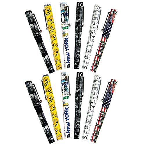 Set of 12 Unique Ballpoint Pens with Caps New York City Collectible