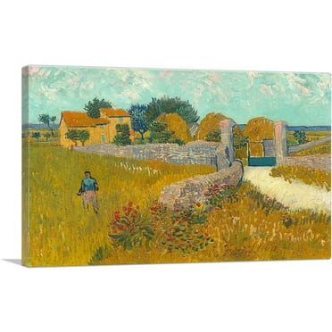 ARTCANVAS Farmhouse in Provence 1888 Canvas Art Print by Vincent Van Gogh - Size: 26" x 18" (0.75" Deep)