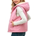 thumbnail image 7 of Luvrsol Kids Open‑Front Hooded Puffer Vest Sleeveless Lightweight Quilted Layering Gilet for Boys Girls, Pink 140, 7 of 7