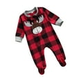 thumbnail image 2 of Gureui Newborn Baby Boy Girl Christmas Footed Romper Plaid Deer One Piece Jumpsuit Sleepwear Pajamas, 2 of 7
