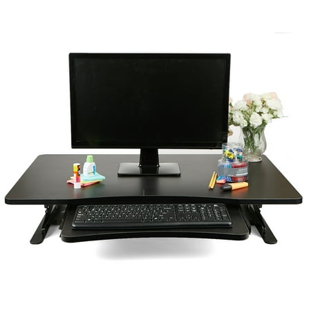 Mind Reader Standing Desk With Sliding Keyboard Platform Black