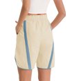 thumbnail image 3 of Summer Elastic Waist Women Drawstring Color Block Straight Shorts, 3 of 5