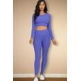 thumbnail image 2 of Ribbed Long Sleeve Crop Top and Leggings Ensemble, 2 of 9