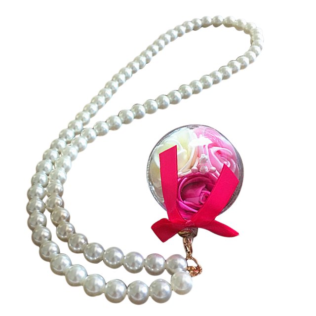 Bangcool Keychain Pendant Creative Faux Flower DIY Key Ring Pendant with Pearl Chain