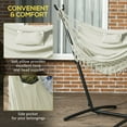 thumbnail image 5 of Garden Accessories Outsunny Patio Hammock Chair with Stand, Outdoor Hammock Swing Hanging Lounge Chair with Side Pocket and Headrest, Cream White,Garden Decorative Accessories, 5 of 9