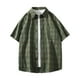 thumbnail image 1 of Mens Manga Corta Botón Abajo Camisas Cuadrado Gira Abajo Cuello Casual Camisa para Hombres, Blusa de Verano de Poliéster, 1 of 7