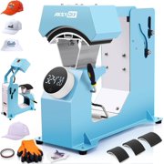 AKEYDIY Auto Hat Heat Press Machine for Caps with 3pcs Interchangeable Platens 3-in-1 Automatic Cap Press w/Knob-Style Digital Controller & Auto Open & Release, Heat Transfer Printing for Caps