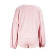 thumbnail image 6 of Women's 2 Piece Pajama Set Long Sleeve Button Up Tops Drawstring Shorts Sleepwear Sets, 6 of 7