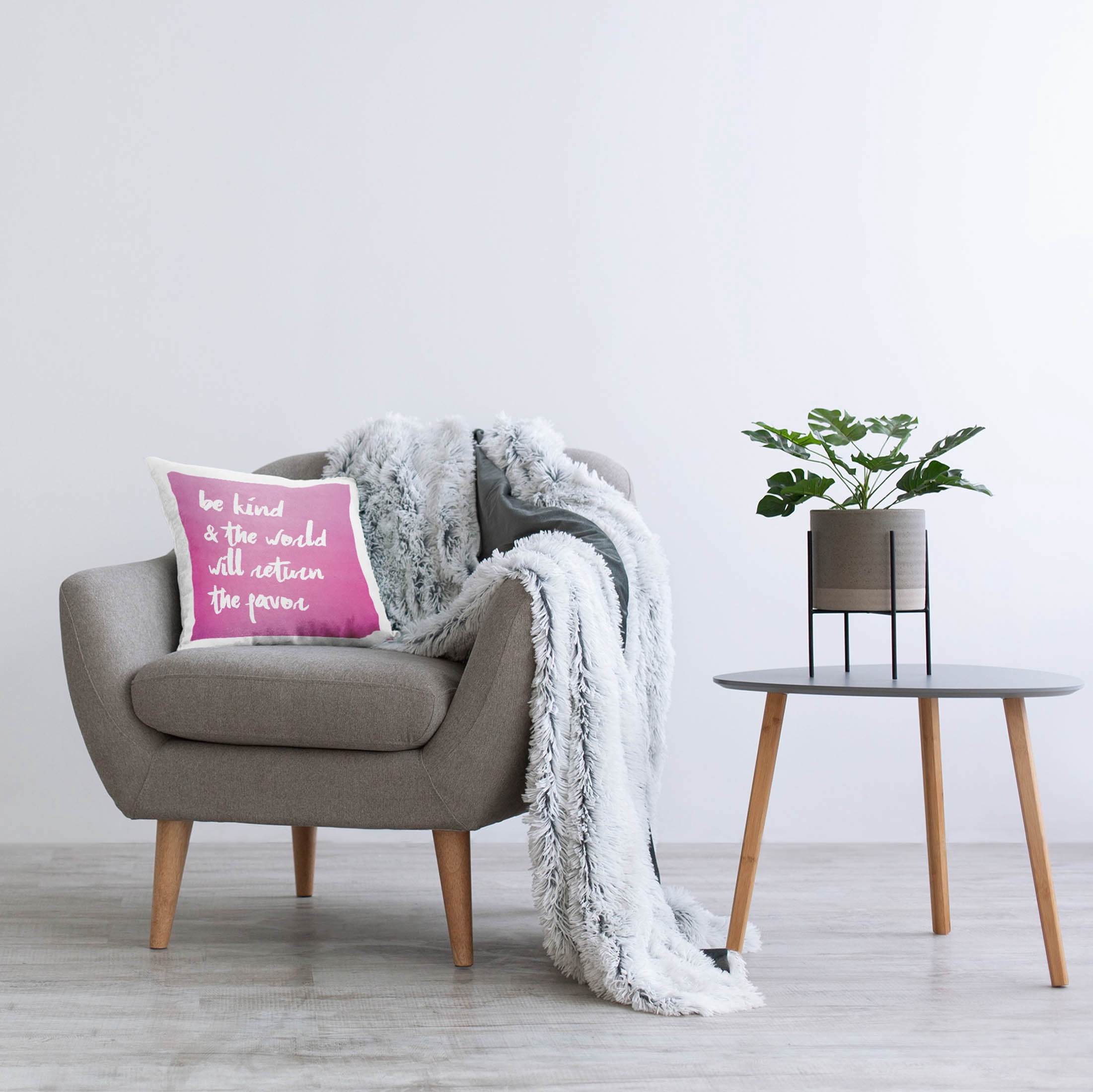 Stupell Industries Be Kind Pink Uplifting Phrase Printed Throw Pillow Design by lulusimonSTUDIO