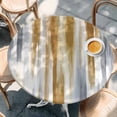 thumbnail image 2 of Brown Gray Round Tablecloth, Fitted Table Cover with Elastic for 55"-60" Round Tables, Vintage Abstract White Ombre Texture Table Cloth Outdoor Indoor Dinning Party Waterproof Tablecloths, 2 of 7