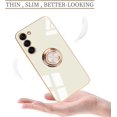 thumbnail image 2 of Compatible for Samsung Galaxy S23 Case with Ring Holder Kickstand [with Magnetic] Soft TPU Shockproof Electroplated Protective Phone Case for Galaxy S23 5G White, 2 of 12