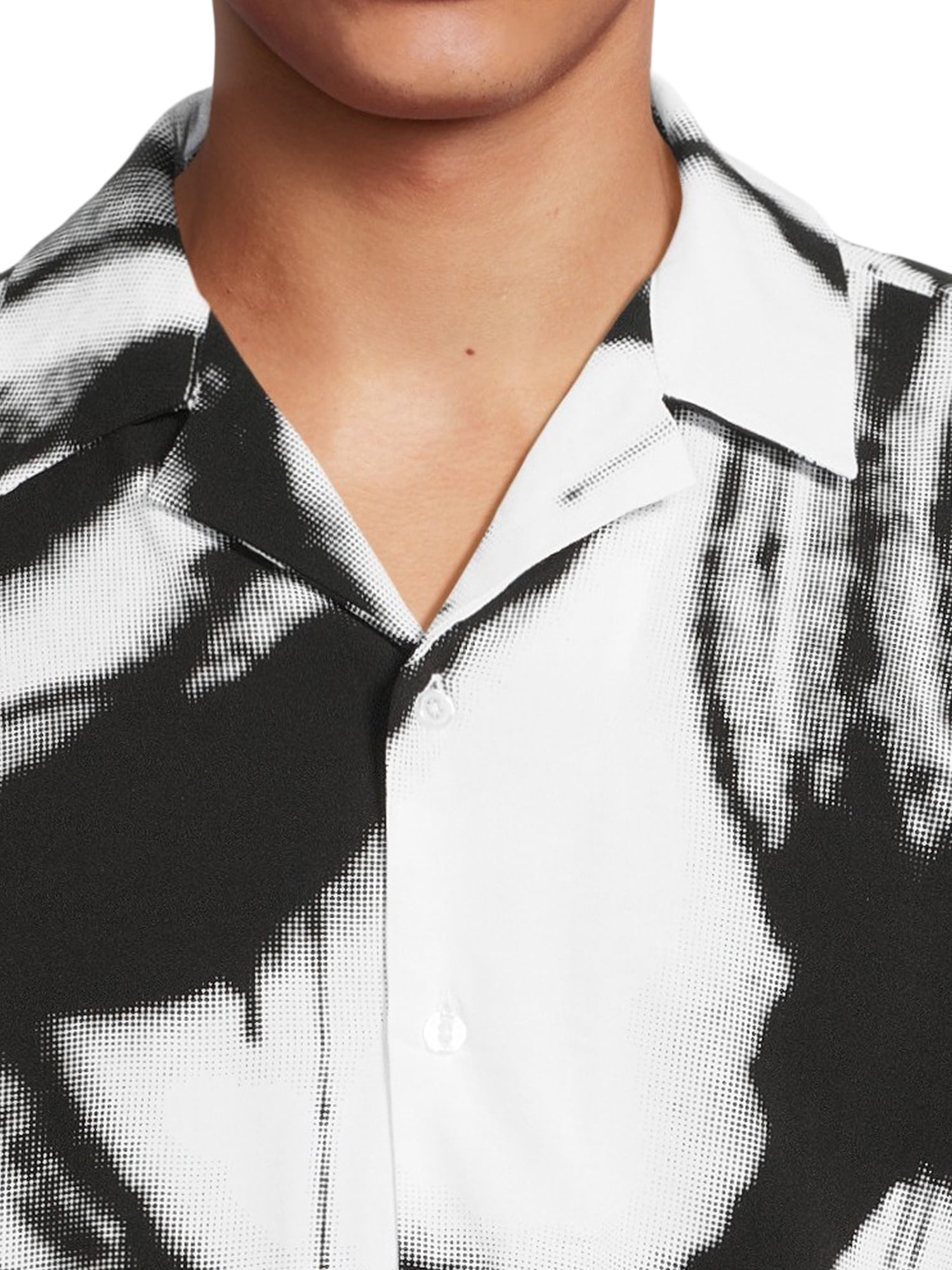 No Boundaries Men's Print Button Up Shirt with Short Sleeves, Sizes XS-3XL