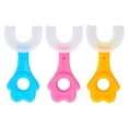 thumbnail image 1 of Cepillo de dientes en forma de U para niños, 3 unidades, limpieza de dientes de 360 grados, mango cómodo, cepillo de dientes de entrenamiento manual., 1 of 14
