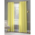 thumbnail image 4 of Yellow Striped Semi Sheer Window Curtains 108 Inches Long, Modern Farmhouse Yellow White Stripes Rod Pocket Voile Silky Chiffon Curtain Light Filtering Drapes for Living Room, 52"x108", 2 Panels, 4 of 9