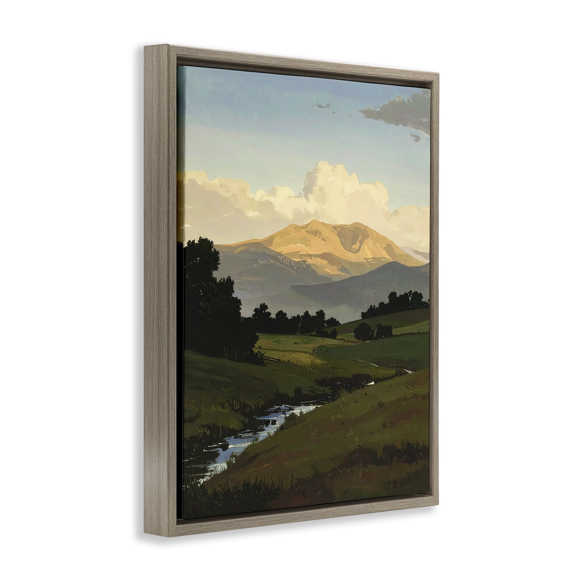 Stupell Industries Across The Valley Nature Brown Framed Floater Canvas Wall Art, design by Alonza Saunders