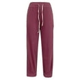 thumbnail image 5 of Summer Pants for Women Pocket Elastic Breathable Trousers Loose Waist Pant Womens Pants Indoor Soccer Trousers for Women Work Toga Womens Boot Leg Pantsuits Work Casual Outfit Olive plus Wine M, 5 of 6
