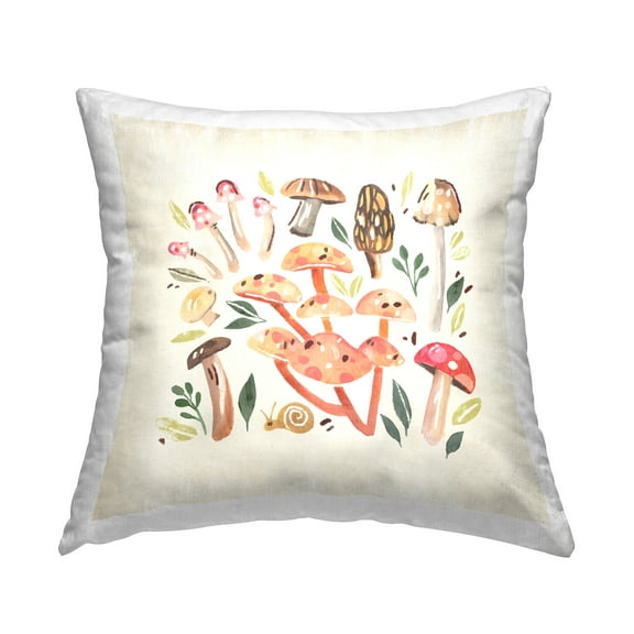 Stupell Industries Soft Mushroom Pattern Decorative Printed Throw Pillow Design by Annie Warren 