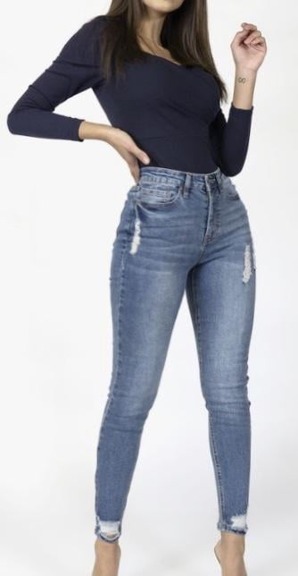 Skinny Fries - Destructed Hem Skinny Jeans - Walmart.com