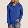 thumbnail image 2 of Xudanell Womens Sweatshirt Solid Color Fashion Clothes for Women V Neck Cute Hoodies Front Pockets Sweatshirt, 2 of 9