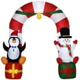 thumbnail image 1 of Outsunny 9' Inflatable Christmas Candy Archway Penguin Snowman Gift Box LED, 1 of 10