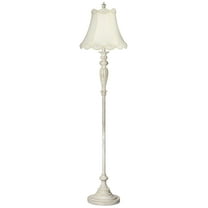 360 Lighting Vintage Chic Floor Lamp 60" Tall French Country Antique White Washed Cream Bell Shade for Living Room Reading Bedroom Office