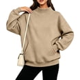 thumbnail image 6 of Frostluinai Womens Funnel Neck Sweatshirt Long Sleeve Oversized Pocket Pullover Plain Mockneck Casual Loose Sweat Shirts Drop Shoulder Fall Clothes, 6 of 9