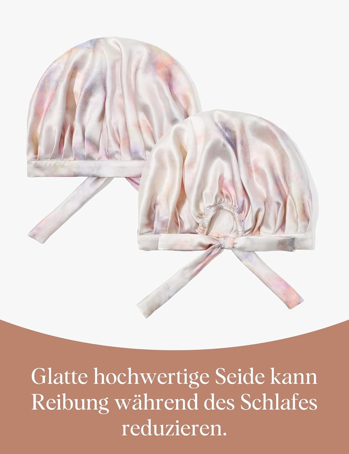 100% Maulbeerseide Schlafmütze rutschfest verstellbar und atmungsaktiver Kopfbedeckung Seidenhaube zum Schlafen Nachtmütze mit elastischem Band für alle Haartypen,Aquarell