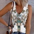 thumbnail image 2 of PVCS Womens Tops Women's Retro Ethnic Style Feather Tassels Printed Sleeveless Tank Tops, 2 of 5