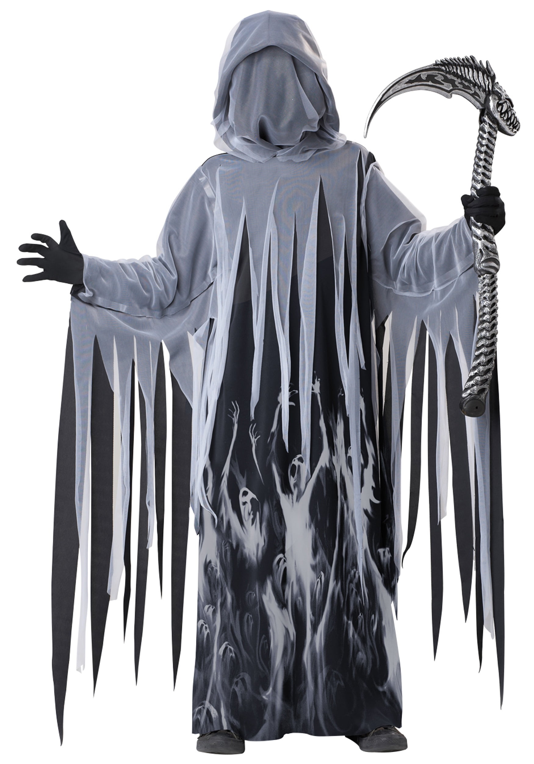 Boys Grim Reaper Costume Kids Halloween Fancy Dress Childrens Horror Death Robe