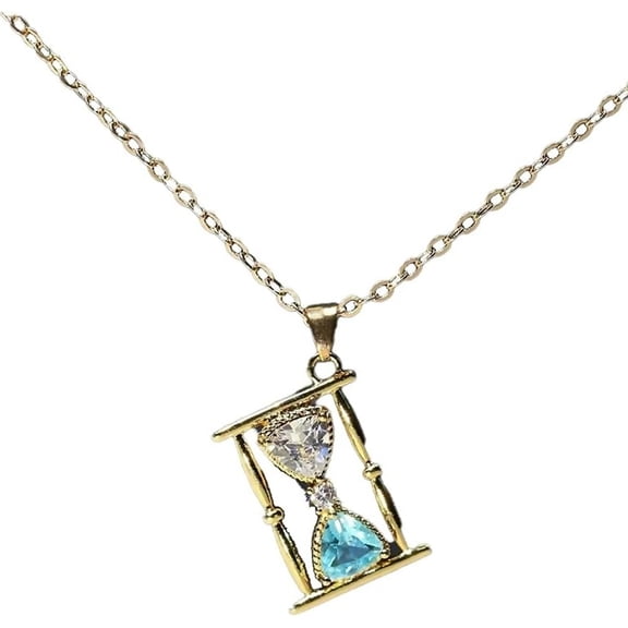 Zephyriana Metal Hourglass Necklace, Stylish Hourglass Pendant, Shining Crystal Pendant Jewelry Gift for Friends and Family, Chain Length 45cm