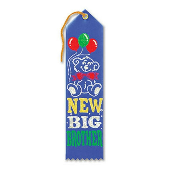 Pack of 6 Blue "New Big Brother Award" School Award Ribbon Bookmarks 8"