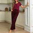 thumbnail image 5 of APEXFWDT Women's 2 Piece Plaid Pajama Set Short Sleeve Sleepwear Pj Set Top and Plaid Pants Sleepwear Lounge Sets, 5 of 6