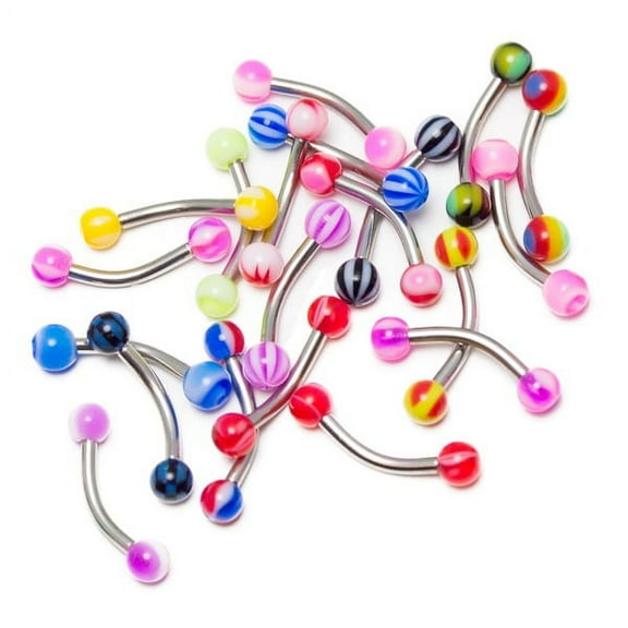 20 Pack of Eyebrow/Lip Piercing Jewelry - No Duplicates - Surgical Steel Shaft