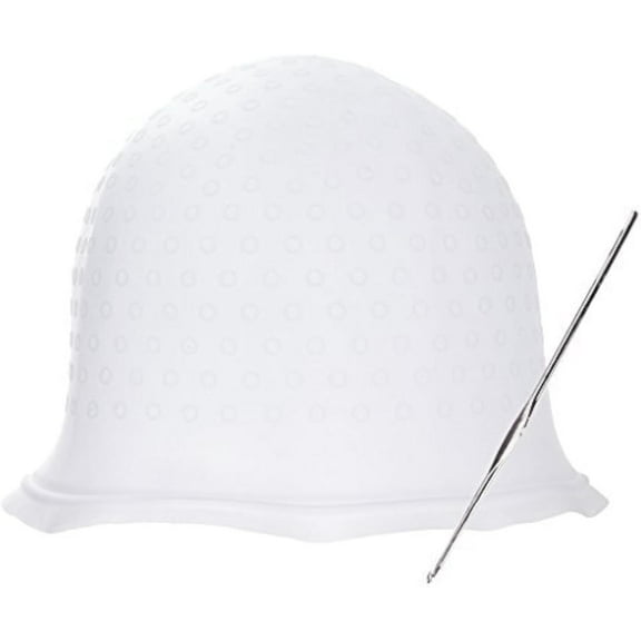 RUseeN Punched Silicone Highlight Hair Cap with Needle Professional Reusable Highlighting Poked Hole Caps with Hooks for Color Hair Salon Hairdressing Dyeing Staining Tools for Women Men