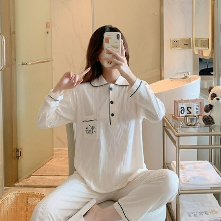 

PIKADINGNIS Women Pajamas Set Comfortable Long Sleeve Pijama Suit Casual Homewear Clothes Autumn Winter Pajama Sets Ladies Sleepwear