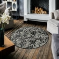 thumbnail image 3 of HomeNette Machine Washable Round Rug, 180 cm Non Slip, Non Shedding, Waterproof, Black Round Rugs, Throw Rug for Living Room, Kitchen, Bathroom, Bedroom Circle Rug, Tokyo Collection Area Rugs, 3 of 4