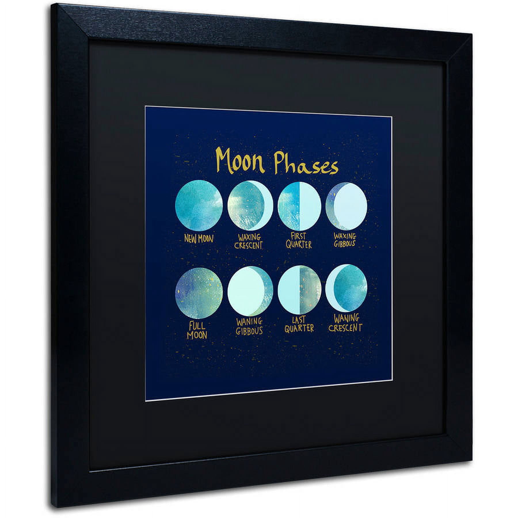 Trademark Fine Art "Moon Phases" Canvas Art by Lisa Powell Braun, Black Matte, Black Frame