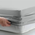 thumbnail image 2 of Violet Linen Premium Ultimate Percale, Luxury Ultra Soft Brushed Polyester Cotton, Extra Soft and Comfortable, Silver, Twin, Luxurious, Fitted Sheet, 2 of 8