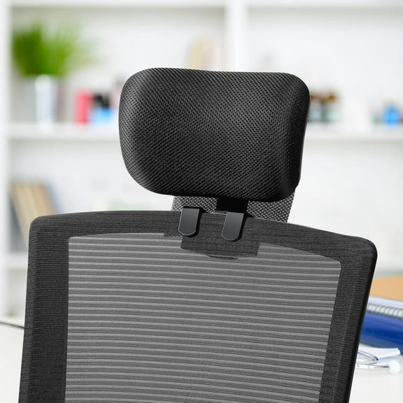 HAMPPLIES 1Pcs Black Office Chair Headrest with Breathable Mesh Surface for Ergonomic Support